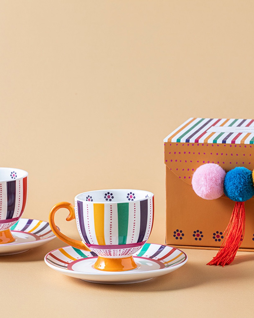 Exotic Strip Coffee Cup Set Basic Üst Segment