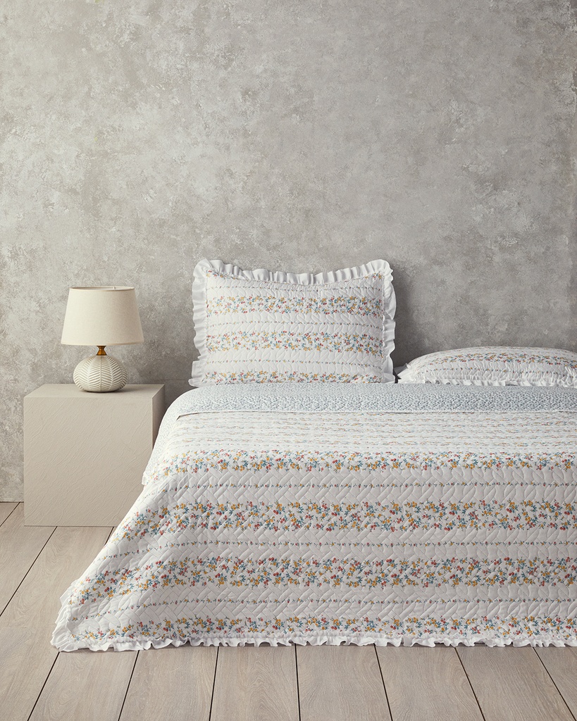 Bloomy Stripe Bed Spread Set Heritage